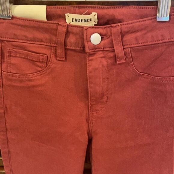 L’AGENCE Margot  woman’s light maroon high rise skinny jeans - Picture 5 of 15